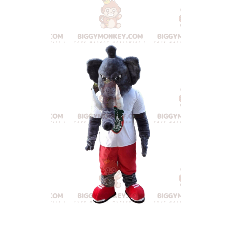 Costume da mascotte elefante grigio BIGGYMONKEY™, costume da