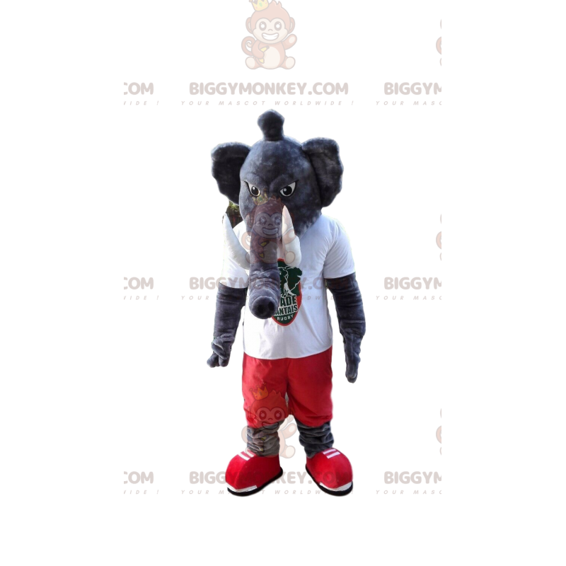 Gray elephant BIGGYMONKEY™ mascot costume, giant mammoth