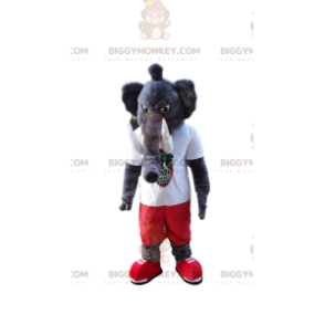 Traje de mascote de elefante cinza BIGGYMONKEY™, traje de