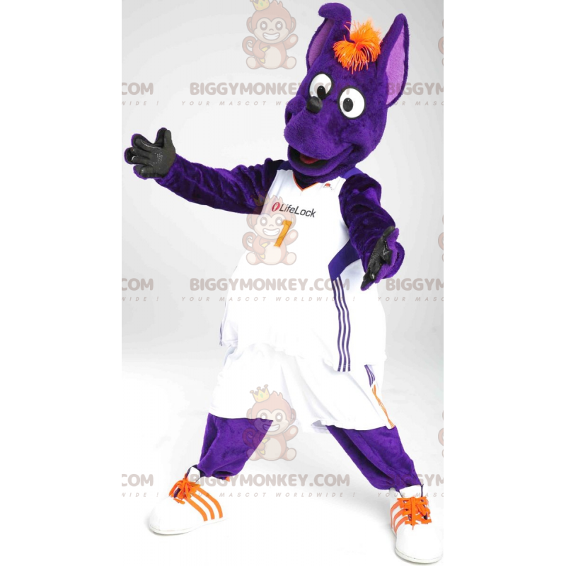 Disfraz de mascota de perro canguro morado BIGGYMONKEY™ -