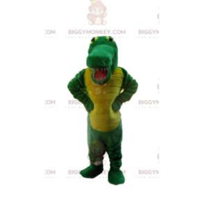 Costume de mascotte BIGGYMONKEY™ de crocodile vert et jaune