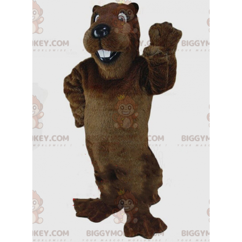 Brown beaver BIGGYMONKEY™ mascot costume, rodent costume, giant