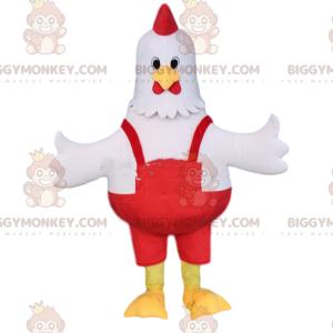 Traje de mascote BIGGYMONKEY™, galinha branca gigante, fantasia