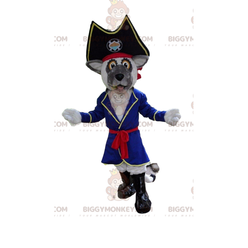 Costume da mascotte cane pirata grigio BIGGYMONKEY™, costume da