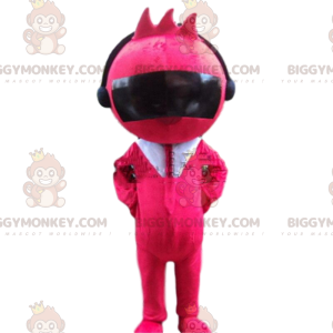 Pink robot BIGGYMONKEY™ mascot costume with headphones