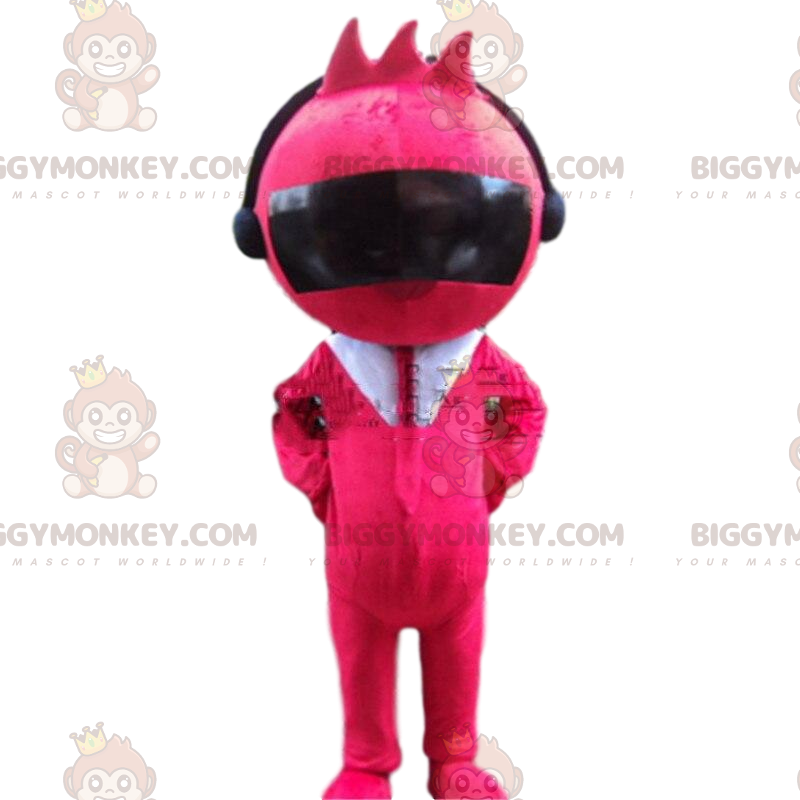 Pink robot BIGGYMONKEY™ maskotkostume med hovedtelefoner