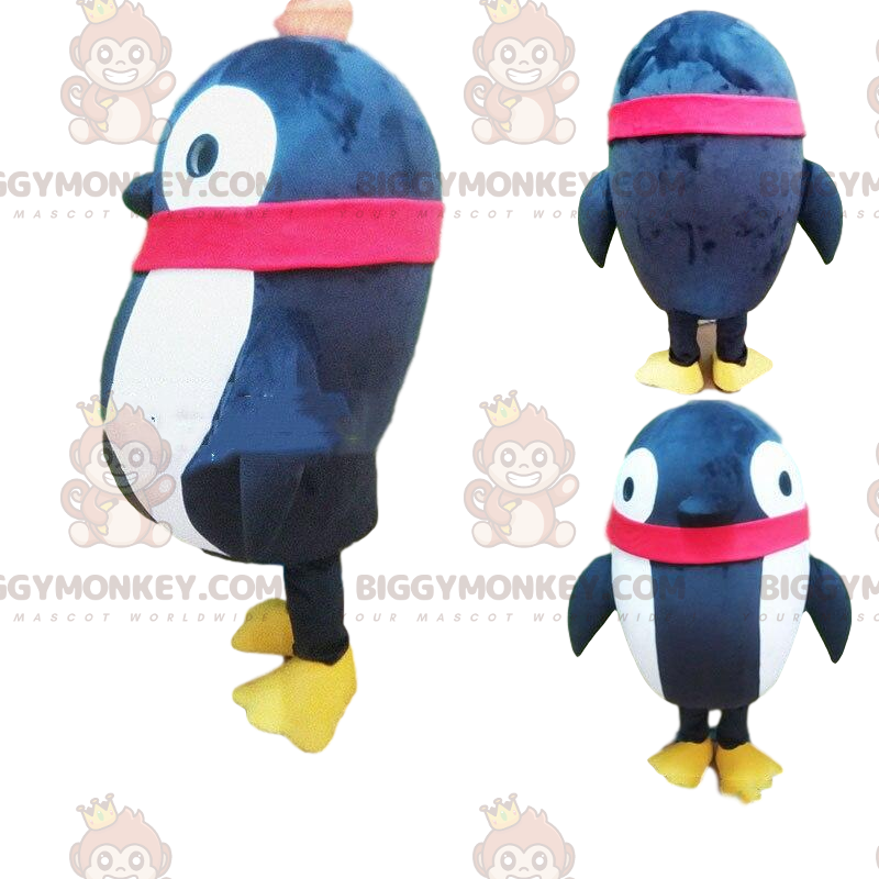 Svart och vit uppblåsbar pingvin BIGGYMONKEY™ maskotdräkt