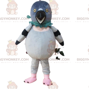 Traje de mascote BIGGYMONKEY™ pombo branco e cinza, fantasia de