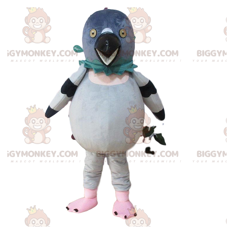 BIGGYMONKEY™ mascot costume white and gray pigeon, giant bird