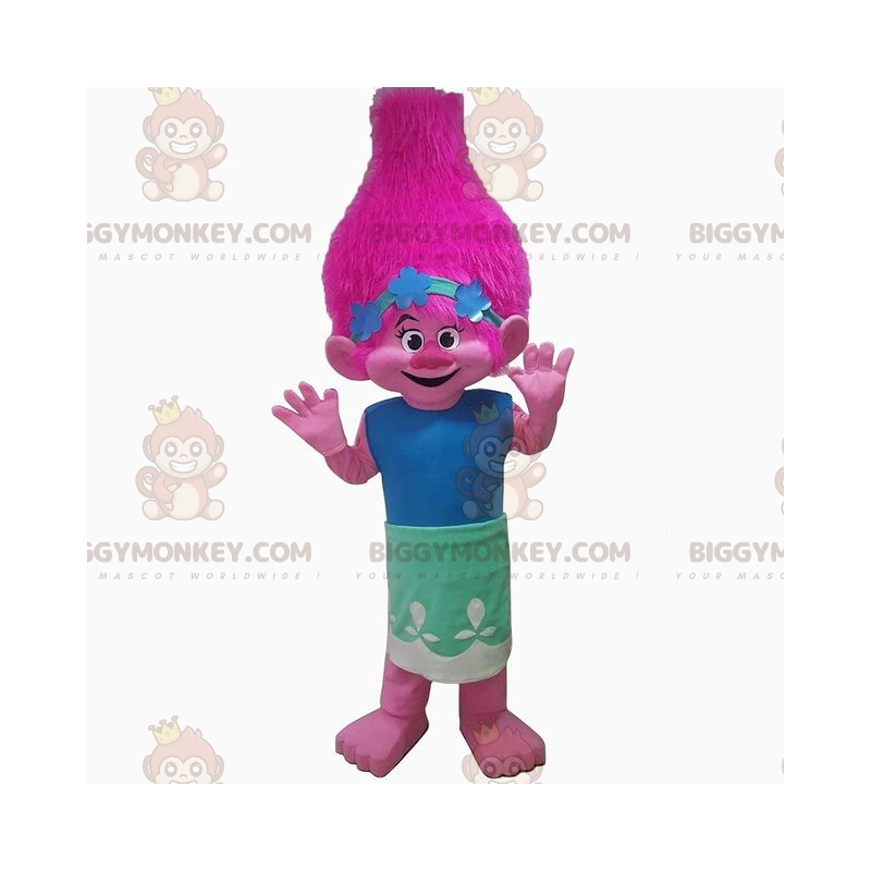 Rosa Troll BIGGYMONKEY™ Maskottchenkostüm, rosa Kreaturenkostüm