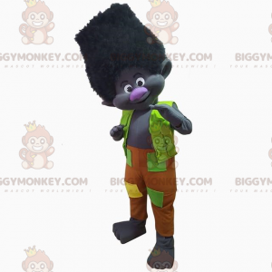 BIGGYMONKEY™ Black Troll-mascottekostuum met kleurrijke outfit