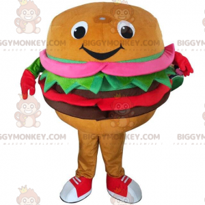 Burger BIGGYMONKEY™ maskotdräkt, snabbmatskostym, gigantisk