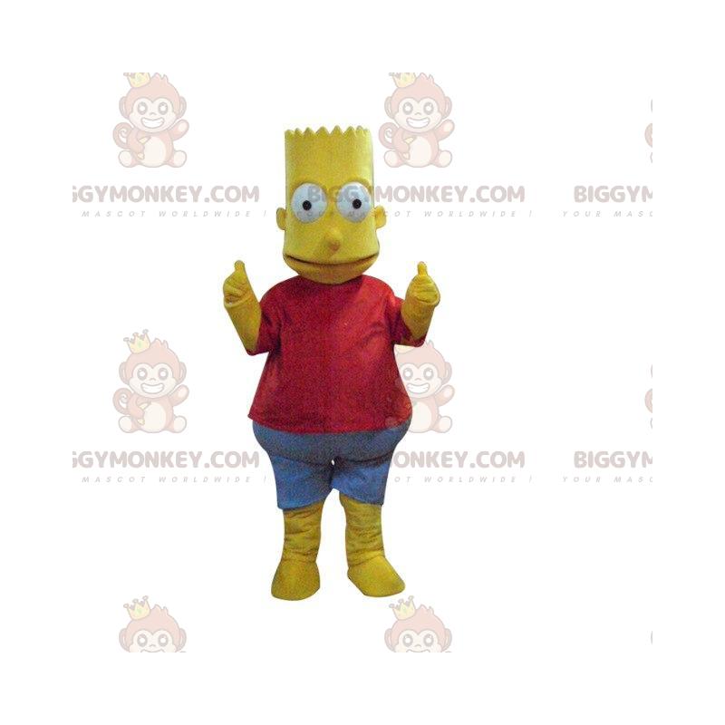 BIGGYMONKEY™ maskotkostume af Bart Simpson, berømt gul karakter