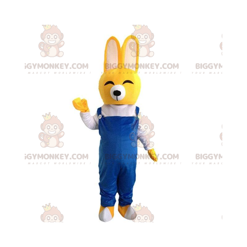 Keltaisen kanin BIGGYMONKEY™ maskottiasu, naurava keltainen