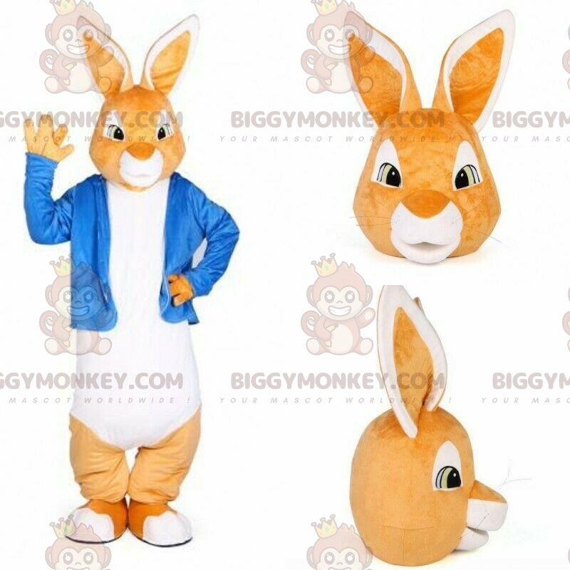 Disfraz de mascota conejito naranja y blanco BIGGYMONKEY™ con