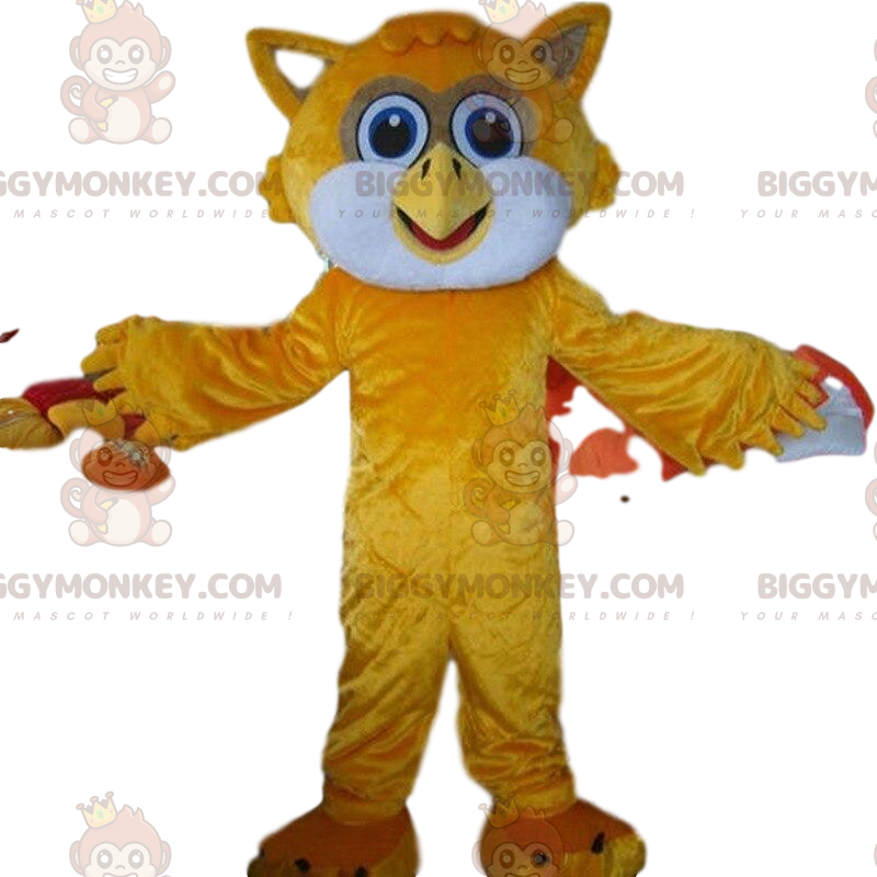 Costume de mascotte BIGGYMONKEY™ de hibou orange et blanc