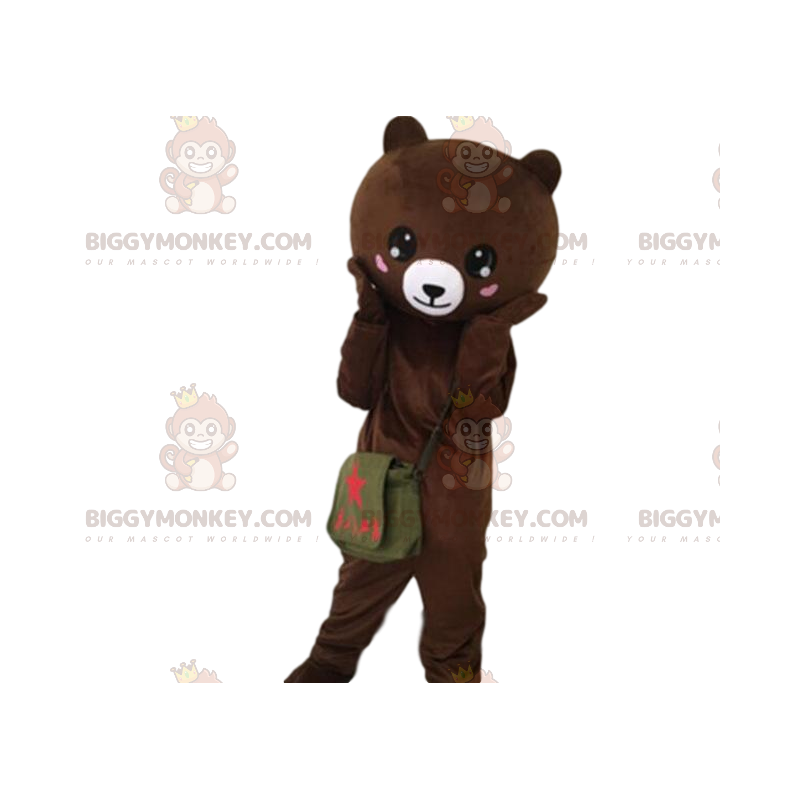 Bear BIGGYMONKEY™ mascottekostuum met hartjes op de wangen