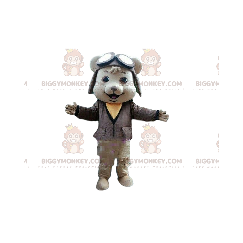 BIGGYMONKEY™ maskotdräkt hund i pilotdräkt, flygplanspilotdräkt
