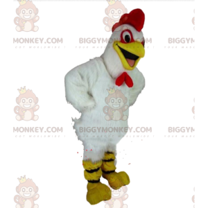 Disfraz de mascota BIGGYMONKEY™ gallina, gallo blanco, disfraz