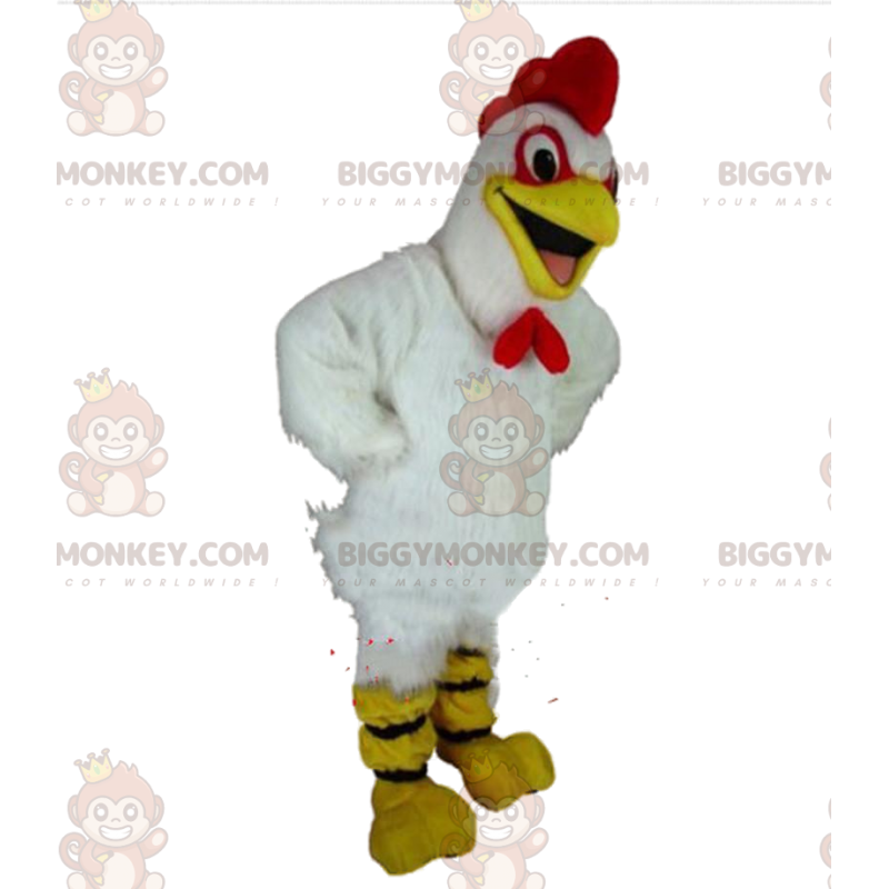 BIGGYMONKEY™ costume da mascotte gallina, gallo bianco, costume