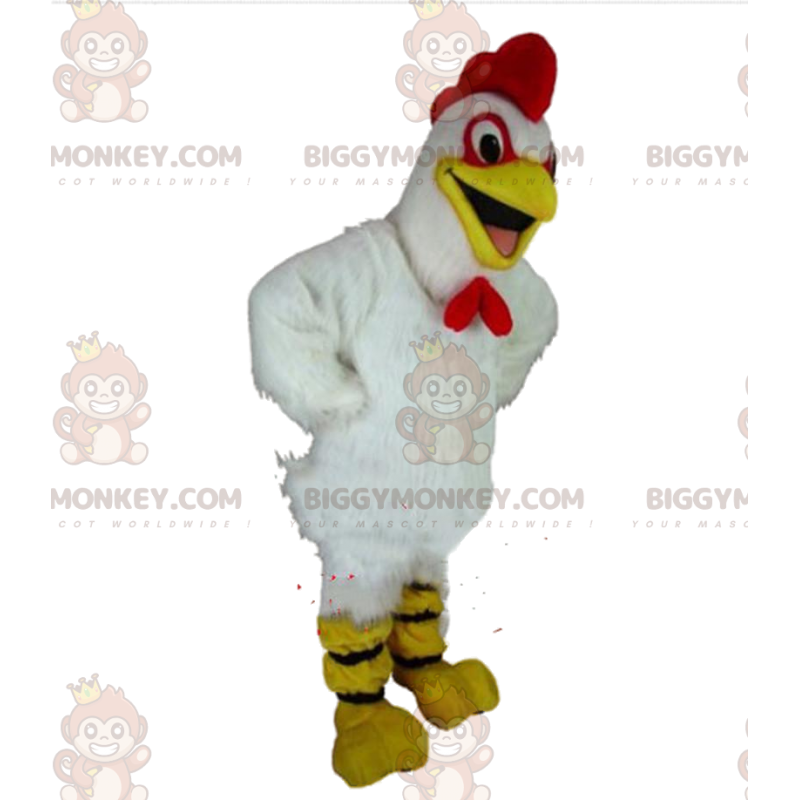 BIGGYMONKEY™ mascot costume hen, white rooster, chicken costume