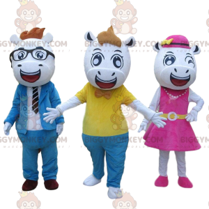 BIGGYMONKEY™s mascots of cows in elegant outfits, 3 bulls -