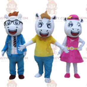 3 mascottes BIGGYMONKEY™ de vaches en tenues élégantes, 3