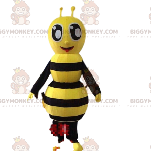 Κίτρινο και μαύρο κοστούμι μέλισσας, χαμογελαστή στολή σφήκας -