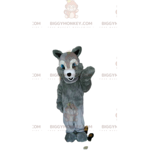 BIGGYMONKEY™ maskot kostume gråt og hvidt egern, gnaver kostume