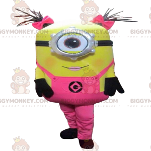 Minions BIGGYMONKEY™ mascottekostuum, gekleed in roze uit de