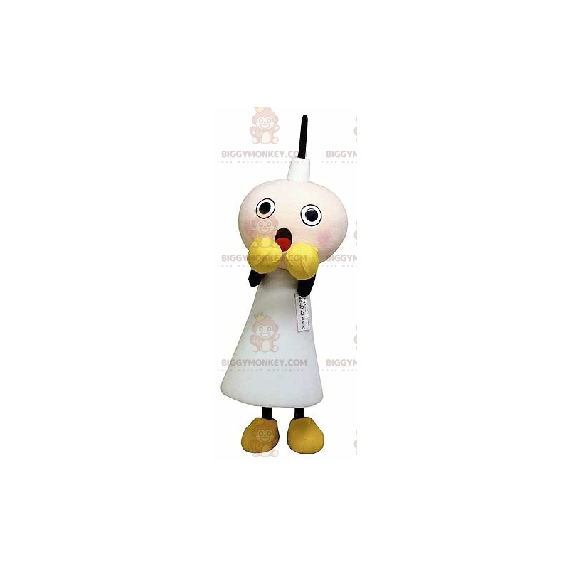 Fato de mascote BIGGYMONKEY™ com vela branca assustada –