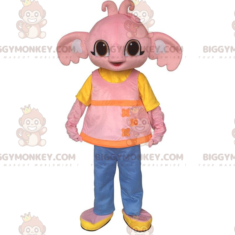 Traje de mascote BIGGYMONKEY™ de Sula, o elefante rosa amigo de