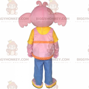 Costume de mascotte BIGGYMONKEY™ de Sula, l'éléphant rose, ami