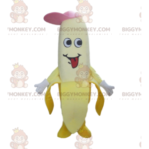 Banaan BIGGYMONKEY™ mascottekostuum met een pet, gigantisch