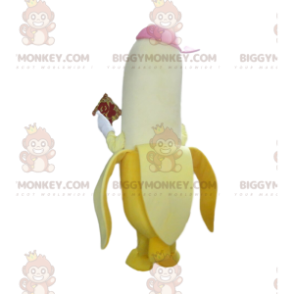 Banana BIGGYMONKEY™ maskotdräkt med keps, gigantisk fruktdräkt