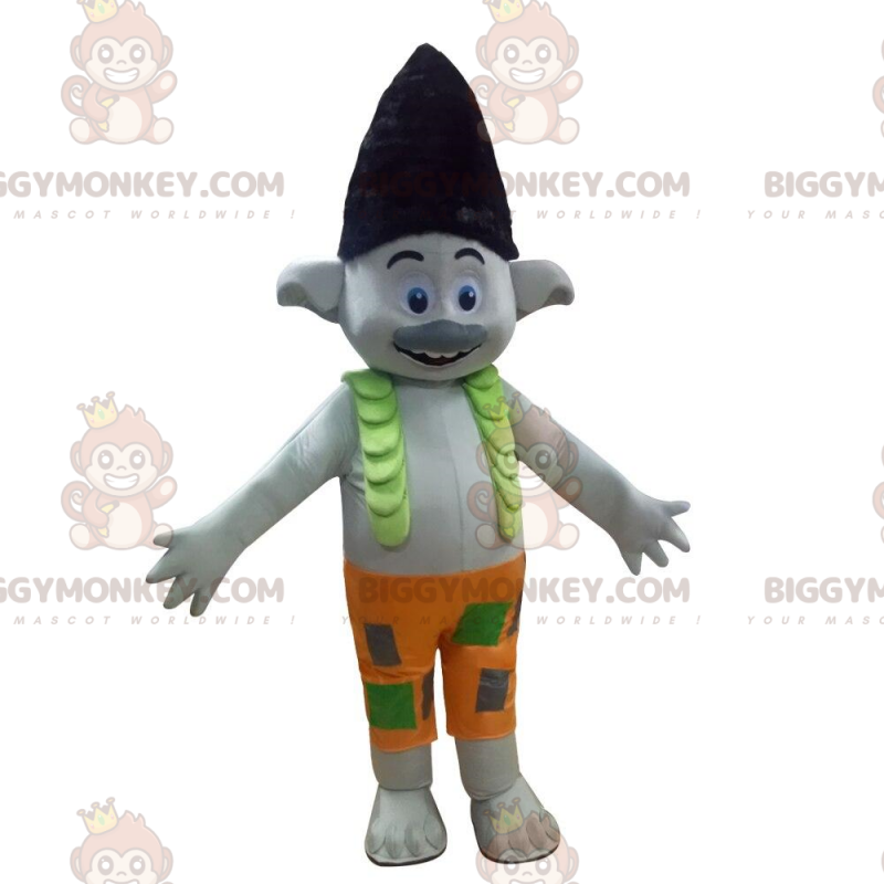 BIGGYMONKEY™ Mascottekostuum Grijze trol met zwart haar, zwart