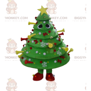 Costume de mascotte BIGGYMONKEY™ de sapin vert décoré et