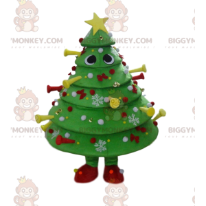 Fantasia de mascote de árvore verde decorada festiva