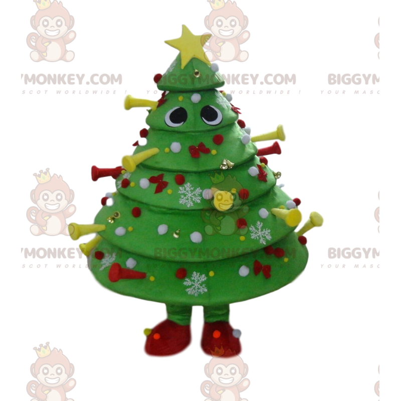 Costume de mascotte BIGGYMONKEY™ de sapin vert décoré et