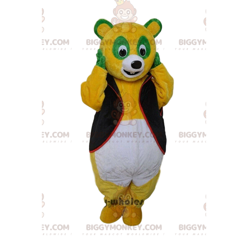 Traje de mascote de panda tricolor BIGGYMONKEY™, fantasia de