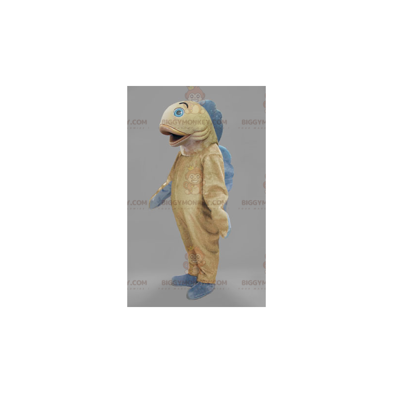 Costume de mascotte BIGGYMONKEY™ de poisson beige et bleu -