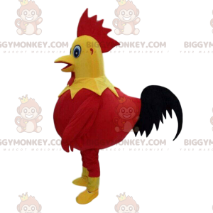 BIGGYMONKEY™ costume da mascotte gallo rosso, giallo e nero