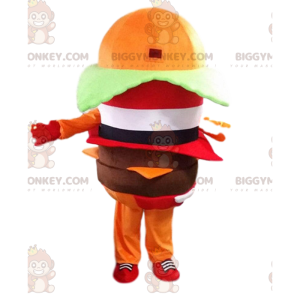 Kostým maskota Orange hamburger BIGGYMONKEY™, kostým hamburger