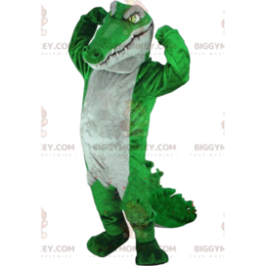 Green and gray crocodile BIGGYMONKEY™ mascot costume, giant