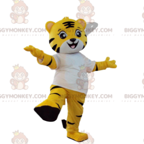 Costume de mascotte BIGGYMONKEY™ de petit tigre jaune, noir et