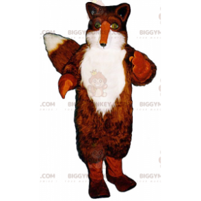 Costume da mascotte BIGGYMONKEY™ con volpe bianca e arancione