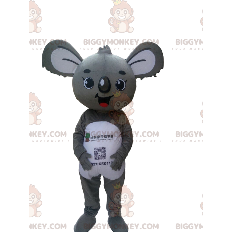 BIGGYMONKEY™ mascottekostuum van grijze en witte koala, kostuum