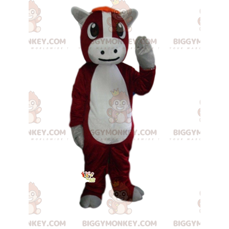 Red and white cow BIGGYMONKEY™ mascot costume, cowhide costume