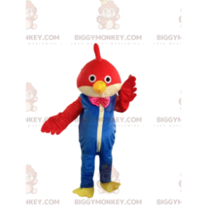 Red bird BIGGYMONKEY™ mascot costume with jumpsuit, bird