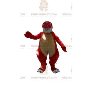 Grymt utseende röd dinosaurie BIGGYMONKEY™ maskotdräkt